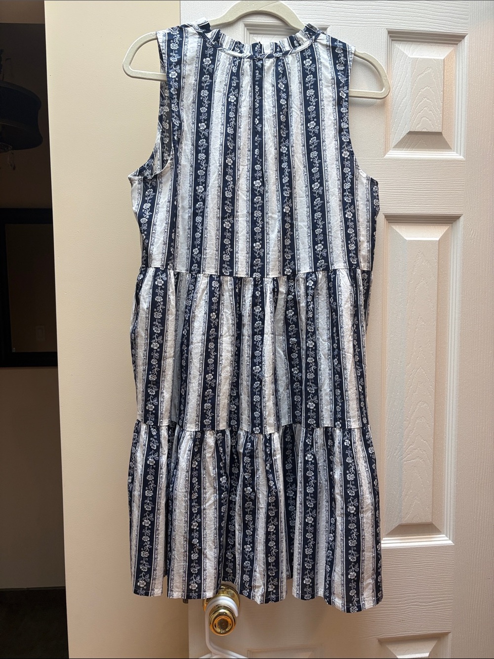 J. Crew dress cotton Navy & White Striped Tiered Mini Dress NWT medium - Picture 11 of 12